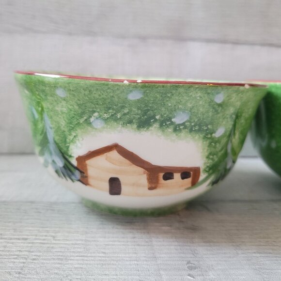 The Cellar Holiday Cabin Ceramic Bowls Set Of 2 - Picture 2 of 11